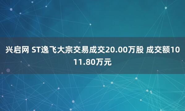 兴启网 ST逸飞大宗交易成交20.00万股 成交额1011.80万元