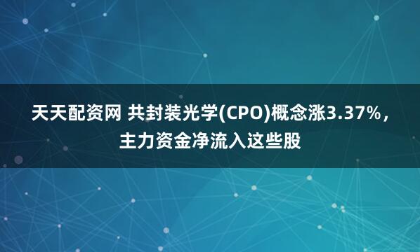 天天配资网 共封装光学(CPO)概念涨3.37%，主力资金净流入这些股